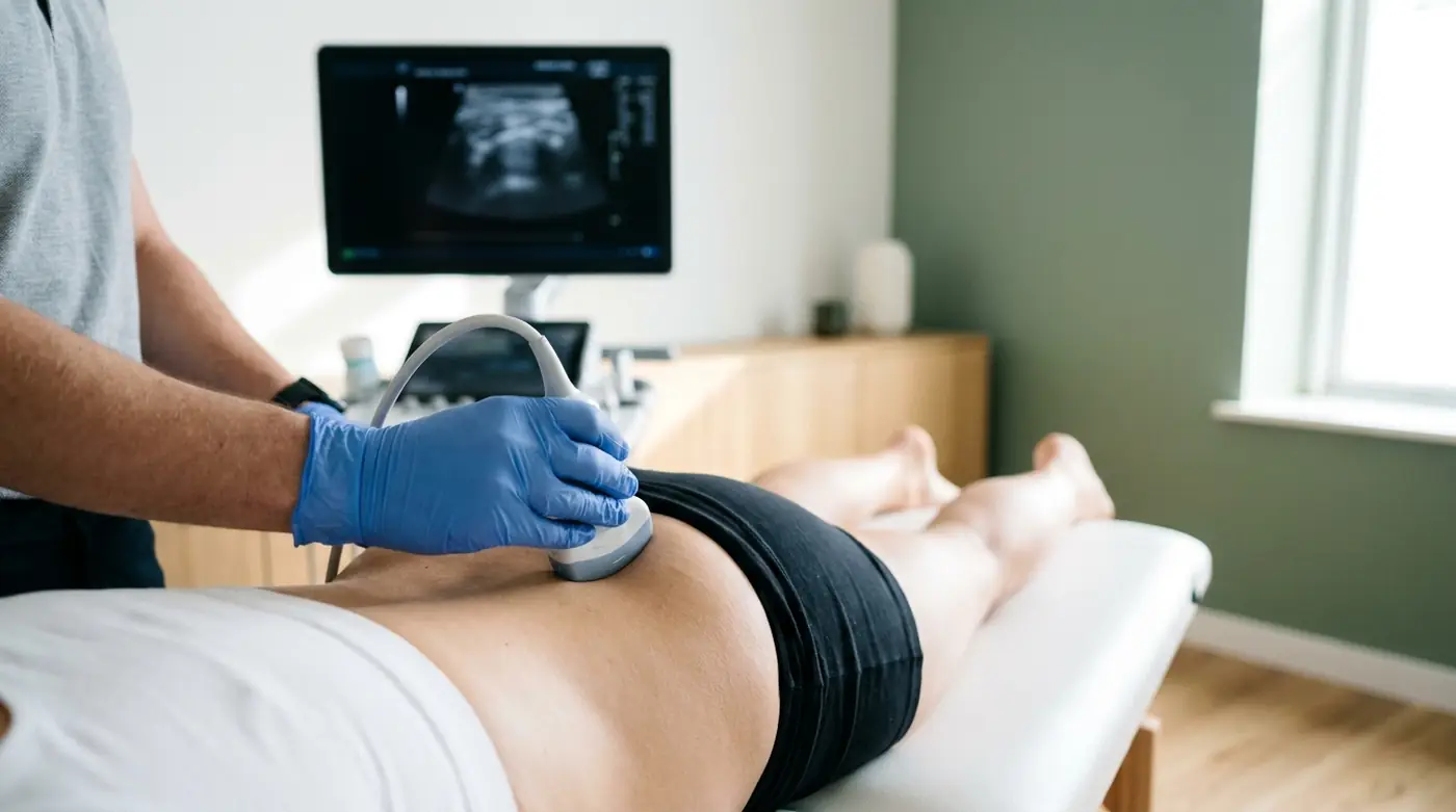 Valoración ecográfica de la zona lumbar en la consulta de fisioterapia de Oleiros