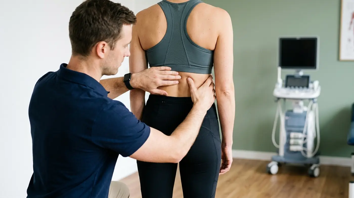 Valoración manual de la zona lumbar en la consulta de fisioterapia de Oleiros